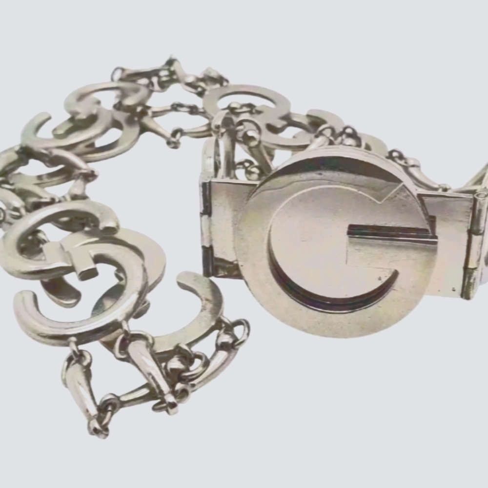 1970's VINTAGE GUCCI SILVER PLATE GG BELT